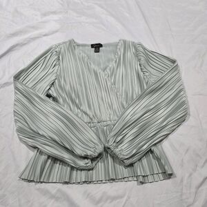 Chic V-Neck Pleated Blouse - Light Gray